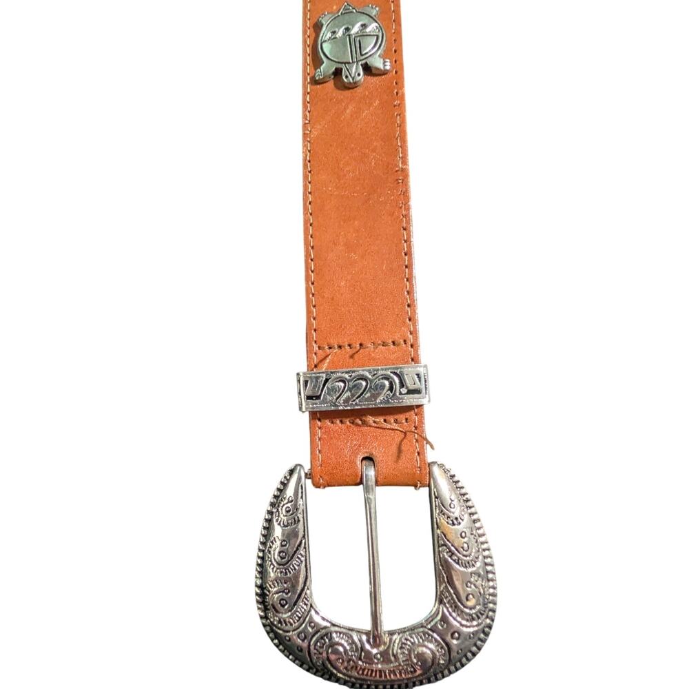 Western Style Genuine Brown Leather Belt